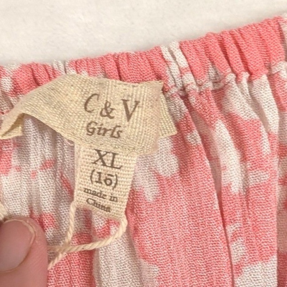C & V Girls Floral Smocked Peasant Tops Lot of 3 Pink Blue Cream Boho Size XL - Picture 11 of 16
